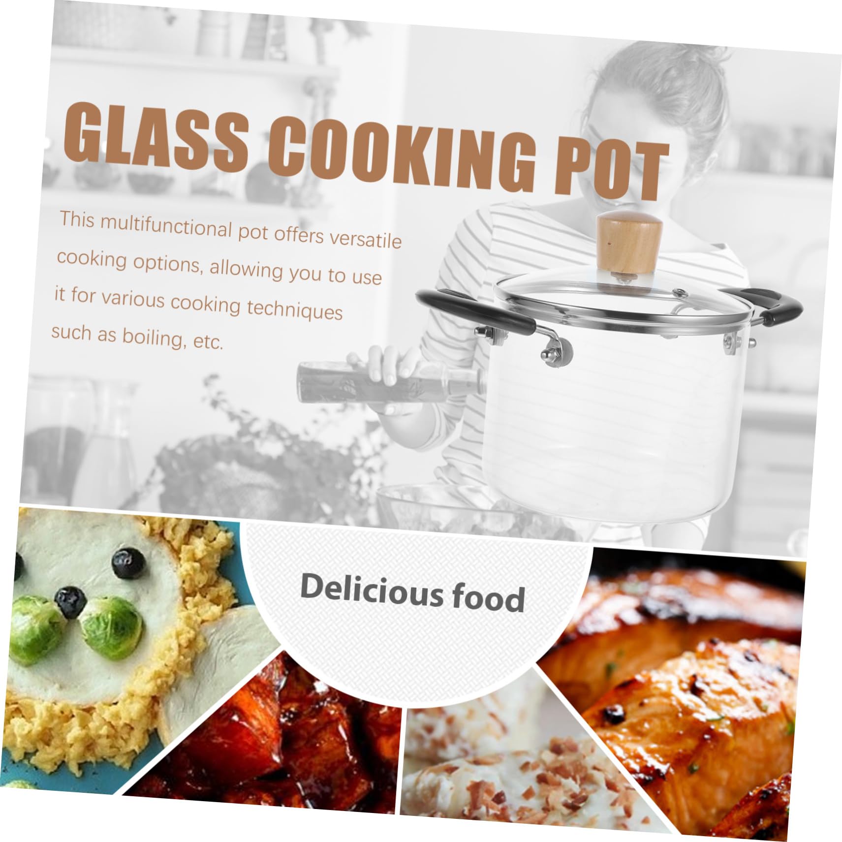 Glassuppentopf 1500ml aus Glas Hitzebeständig mit Deckel | Küchenkochgeschirr für Herd, Klarer Topf für Suppe und Milch, Vielseitig im Haushalt