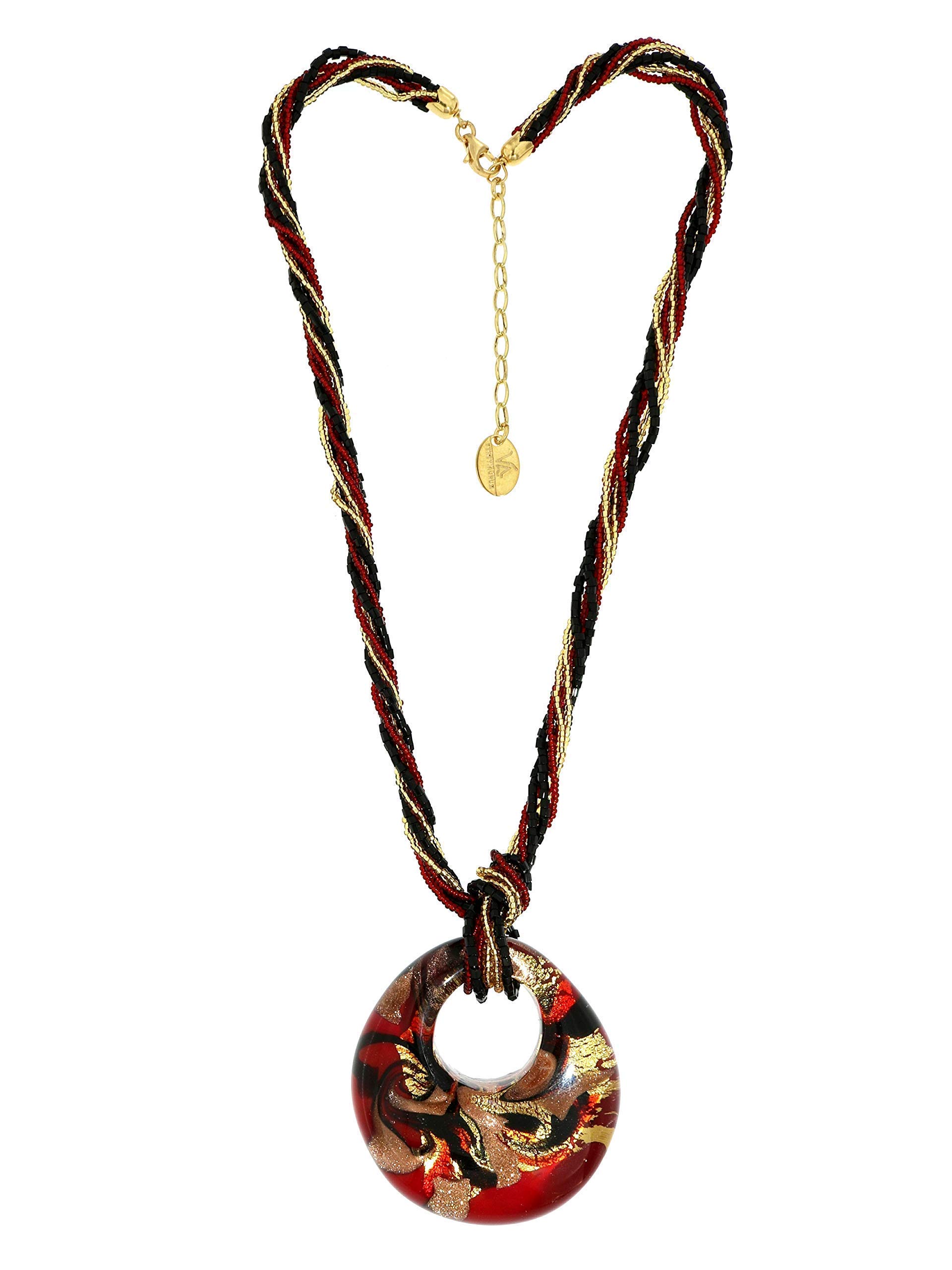 Venetiaurum - Collier Multifil Femme Avec Pendentif En Verre Original de Murano Et Argent 925 - Linea Italia Gioielli - Bijou Certifié Made In Italy