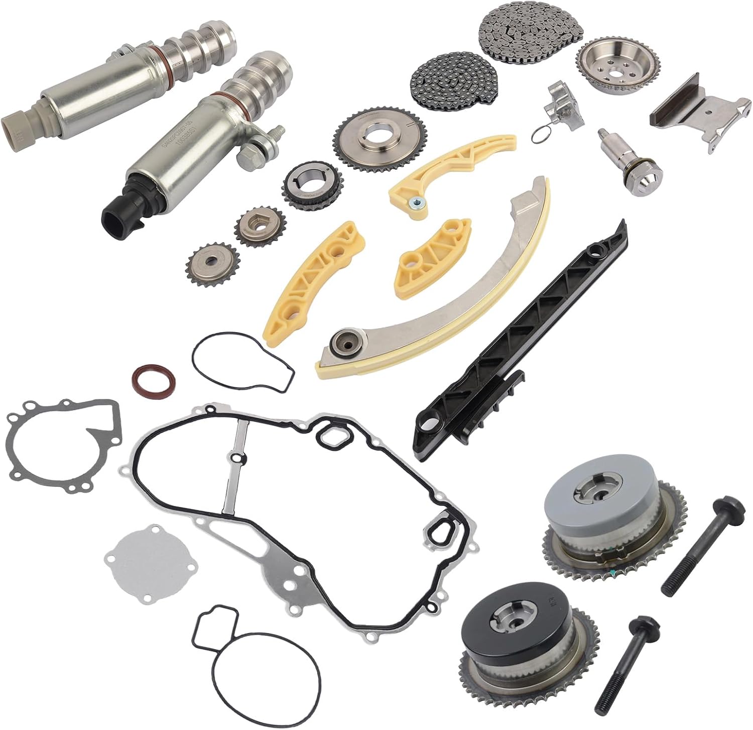 2.4L Timing Chain Kit Replacement for Chevy Captiva Equinox Malibu GMC Terrain Pontiac G5 Buick Lacrosse 2.2L 2.4L 2009-2017 12680750 12635048 24461834 with Intake & Exhaust VVT Solenoid