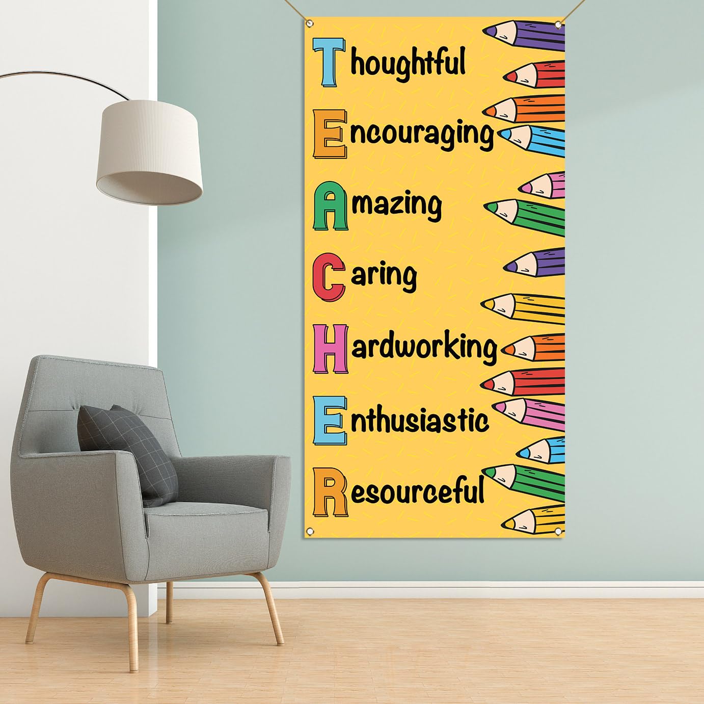 Teacher Appreciation Week Door Cover Thank You Teachers Party School Classroom Front Door Banner Photography Decoration - Image 6