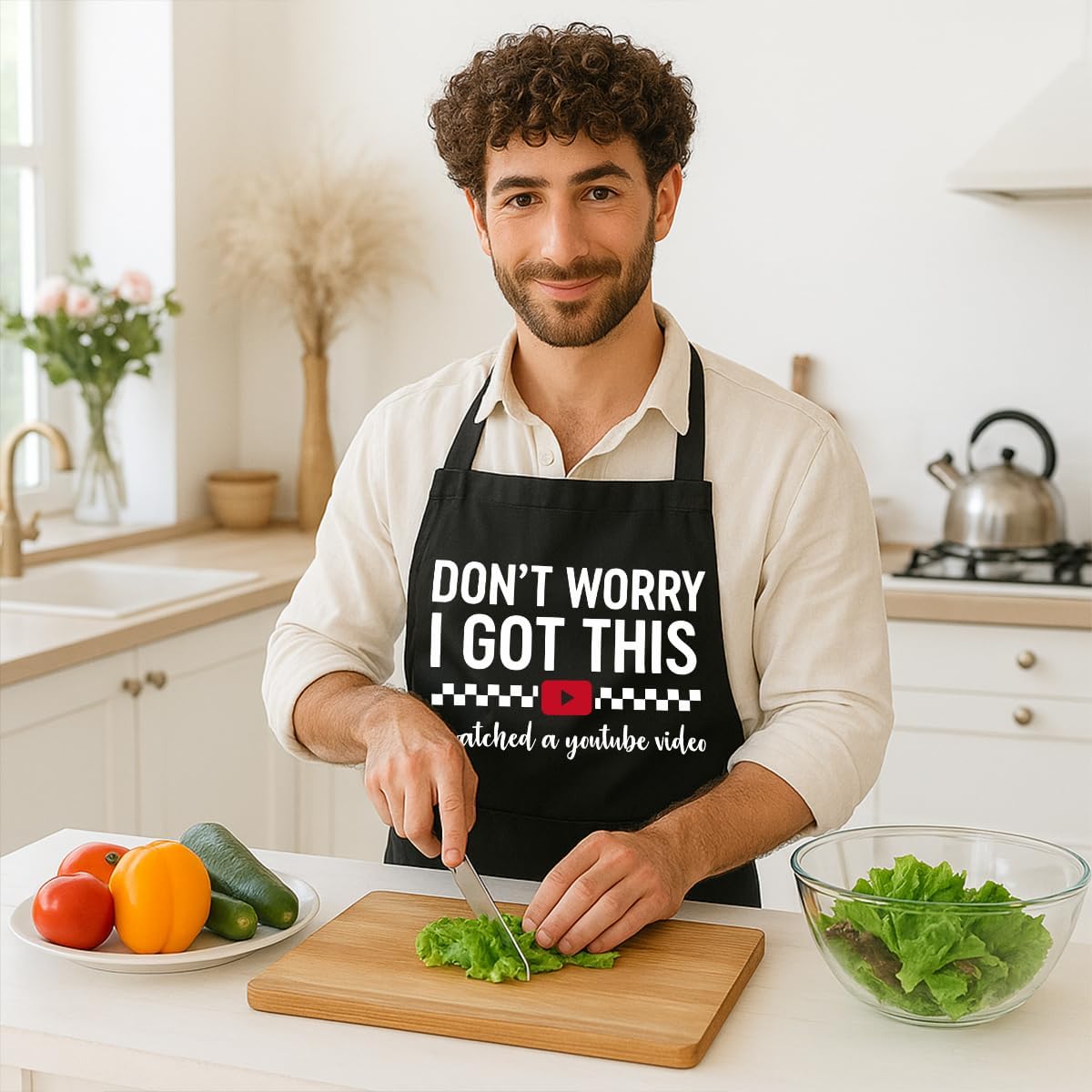 Funny Black Grill Apron with Pockets for Man,Dad,Husband,Father in Law,Chef Daddy Grilling Apron BBQ Cooking Gifts image 4