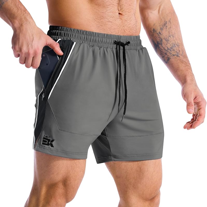 ZENWILL DRI-Armor Pantalones Cortos Hombre Deporte Cremallera Pantalon Corto Running,Ligeros Pantalón Corto Gym Secado Rápido
