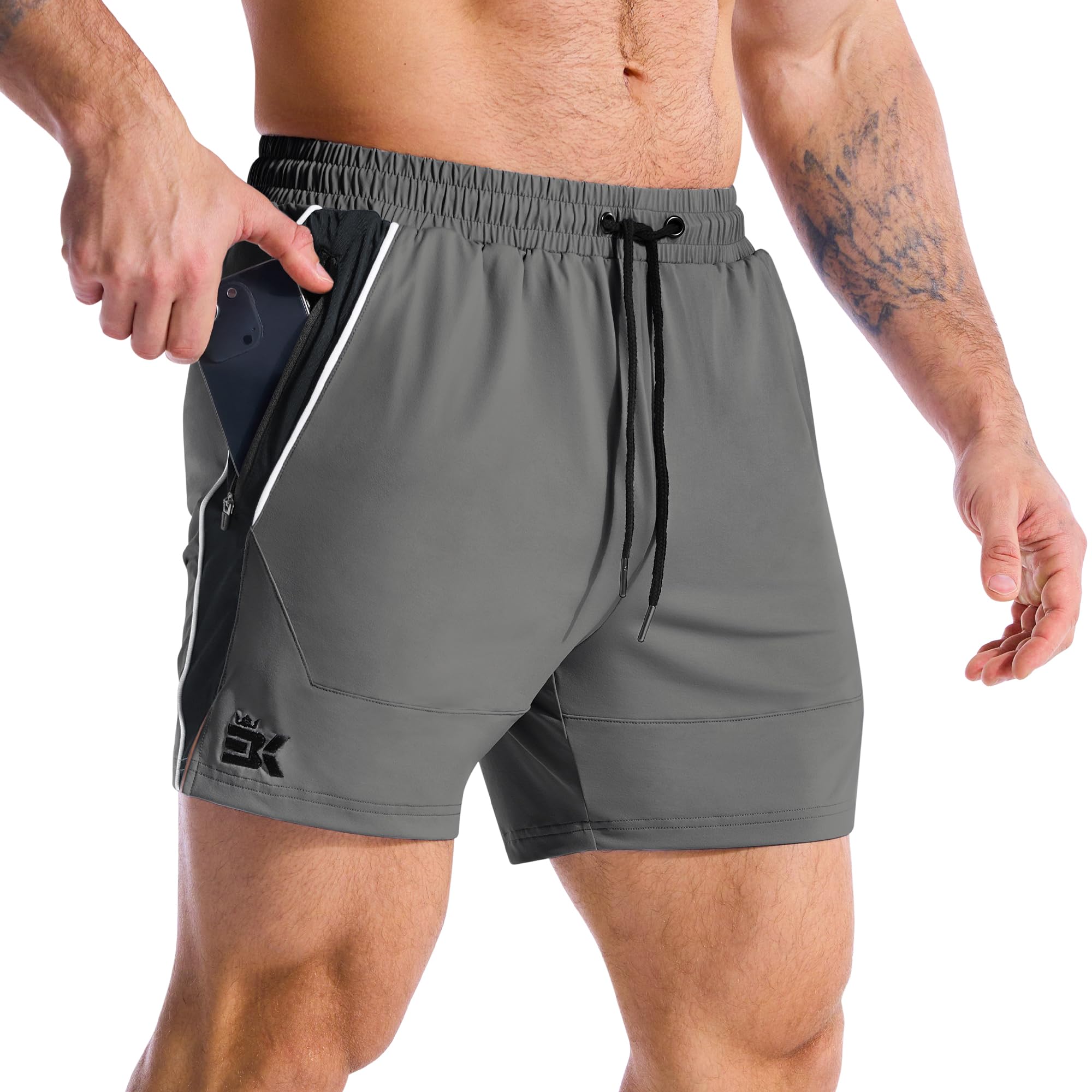 ZENWILL DRI-Armor Pantalones Cortos Hombre Deporte Cremallera Pantalon Corto Running,Ligeros Pantalón Corto Gym Secado Rápido - 2