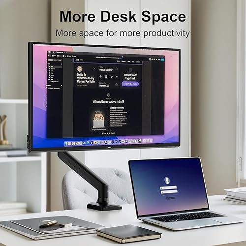 Miniatura 7 de NearHub Soporte para monitor único, cada 13-32 pulgadas, pantalla de computadora de hasta 22 libras, giro de 180, inclinación de +90 a -45, rotación