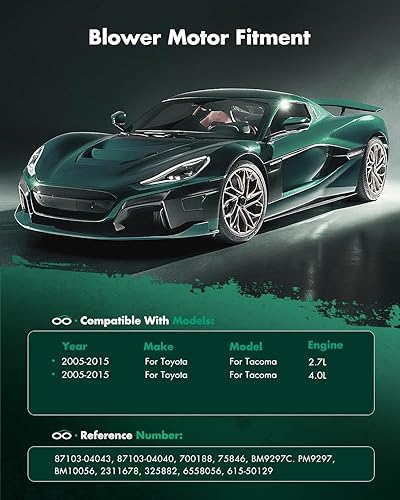 Vista 5 de SCITOO 700188 Reemplazo del motor del ventilador HVAC con jaula de ventilador para Toyota Tacoma 2005-2015, reemplazo OE - 87103-04043, 87103-04044
