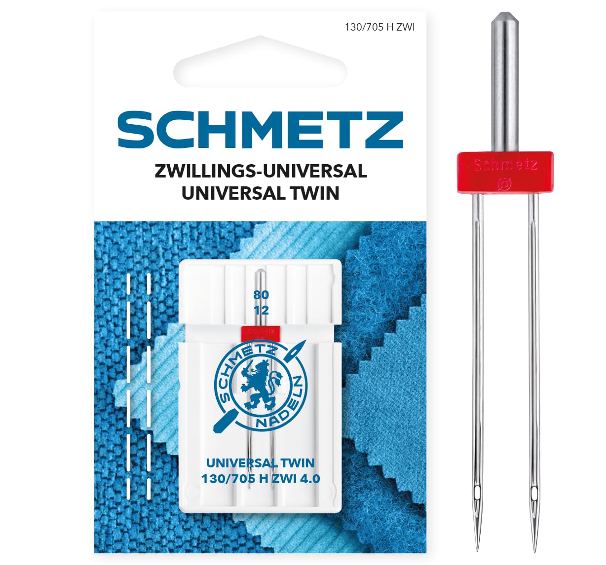 SCHMETZ | 1 Ago per macchina da cucire | Universale gemello | 130/705 H ZWI 4.0 | Spessore 4.0/80