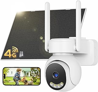 Tical 24/7 Gravação AOV Câmera de Vigilância 4G Exterior Solar com SIM, Câmera Exterior Solar 2K PTZ com Bateria de 1200...