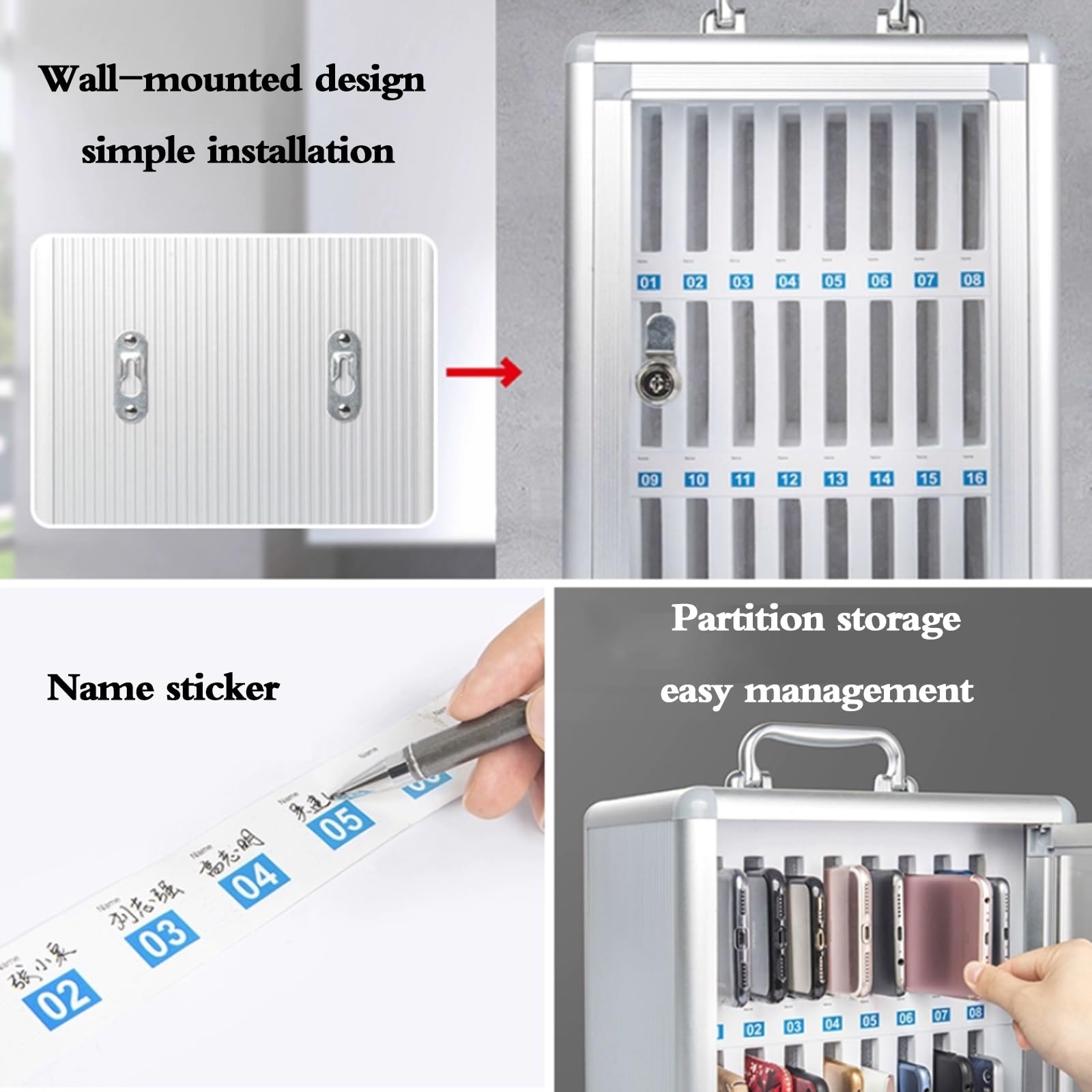 Armoire De Rangement pour Téléphone Portable De 12 À 60 Emplacements – Boîte De Rangement pour Téléphone pour Salle Classe Bureau Et Maison – Casier Mural Et De Bureau(12 Bits)