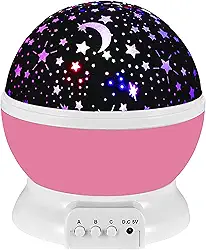 Projetor Star Night Light para meninas, lâmpada de projetor estrelada para quarto de crianças, para 3 4 5 6-12 anos meninos meninas brinquedos para 3-12 anos menino menina presente brinquedo idade 4-10 anos rosa