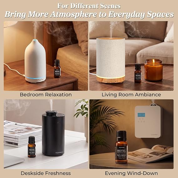 URPOWER Hotel Collection Diffuser Oil Essential Oils for Diffusers for Home | 6x10ml(0.34 Fl Oz) Inspired by Baccarat Westin My Way Pure White Tea Coastal Blend Capri Breeze Volcano for Diffuser