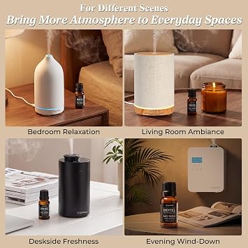 URPOWER Hotel Collection Diffuser Oil Essential Oils for Diffusers for Home | 6x10ml(0.34 Fl Oz) Inspired by Baccarat Westin My Way Pure White Tea Coastal Blend Capri Breeze Volcano for Diffuser