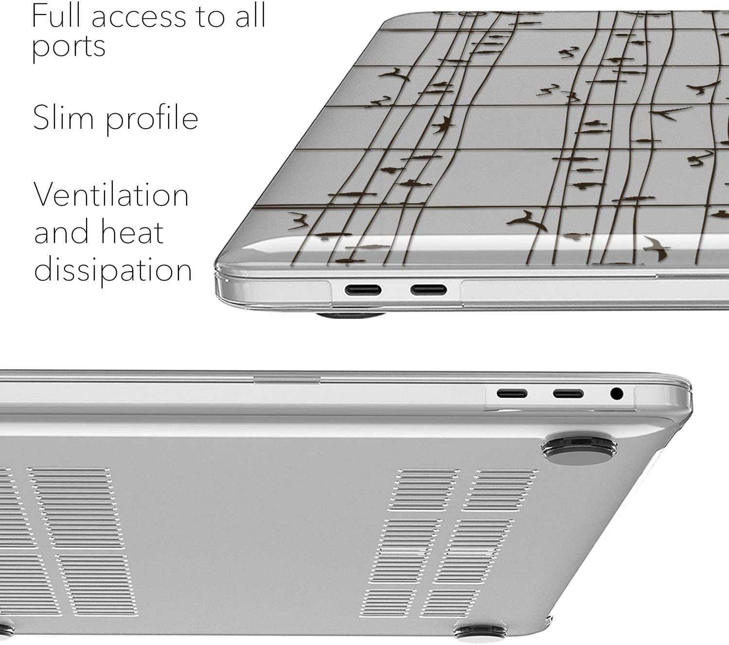 Hard Case Compatible with MacBook Air 13 15 inch Pro 16 14 M5 M4 M3 M2 M1 2026 2025 2024 2022 2020 Laptop Shell Retina Treble Clef Sky Aesthetic Cute Music Notes Birds Plastic Touch Bar