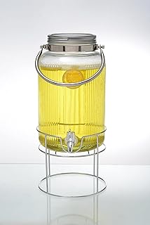 Orchid 4L Glass Beverage Dispenser with Metal Handle & Stand