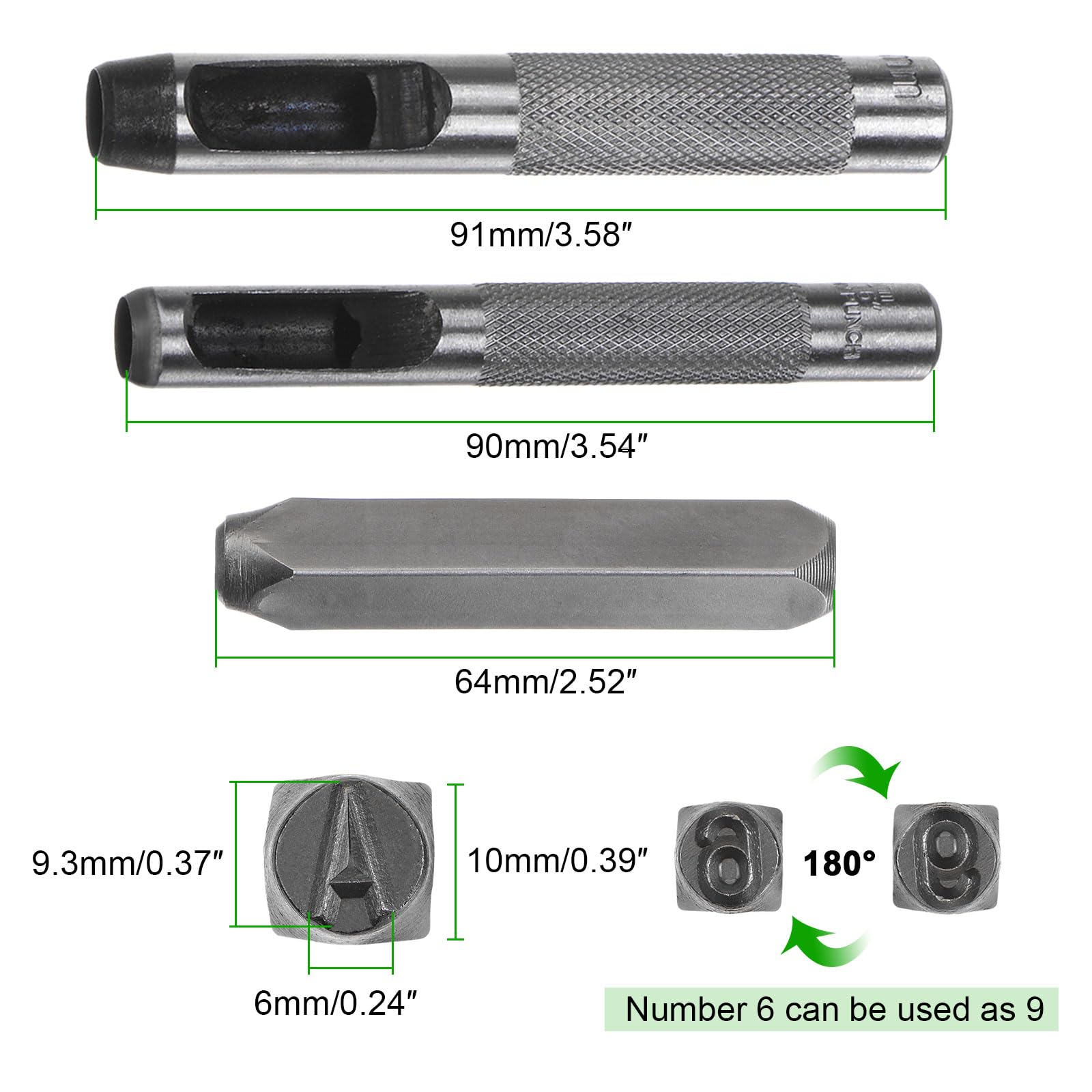QUARKZMAN 36pz Metallo Stampaggio Kit 5/16" (8mm) (AZ, 0-8,"&" Simbolo) Acciaio Lettera Pugno Premere Utensile con Foro Pugno per Stampa su Metallo, Plastica, Legno, Pelle, Argento