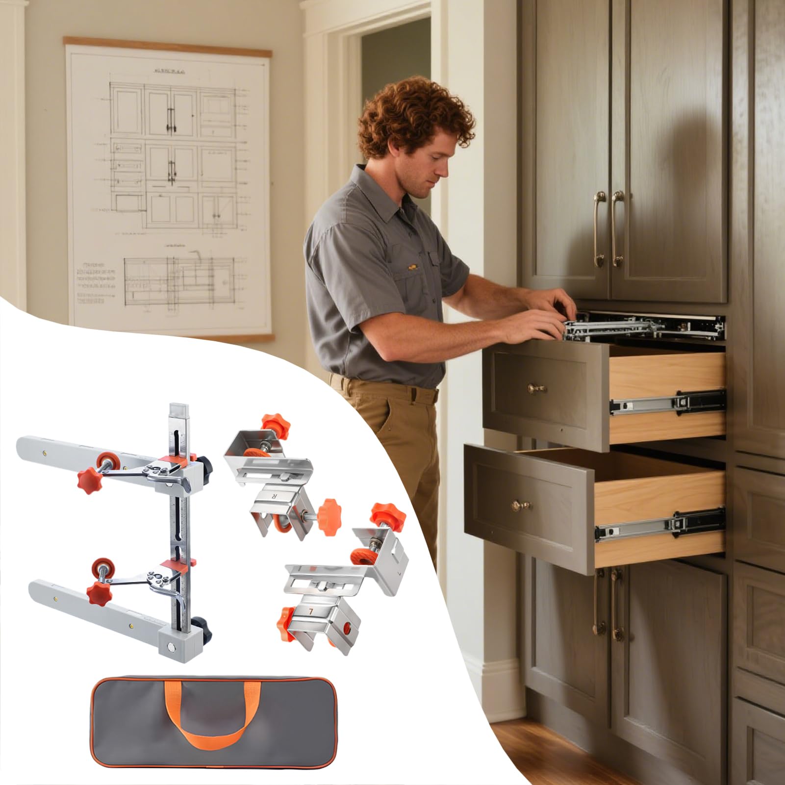 Drawer Slide Jig Regulowane Prowadnice Montażowe do Mebli | Narzędzia instalacyjne szafek meblowych Do kuchni, szafek, komód i warsztatu