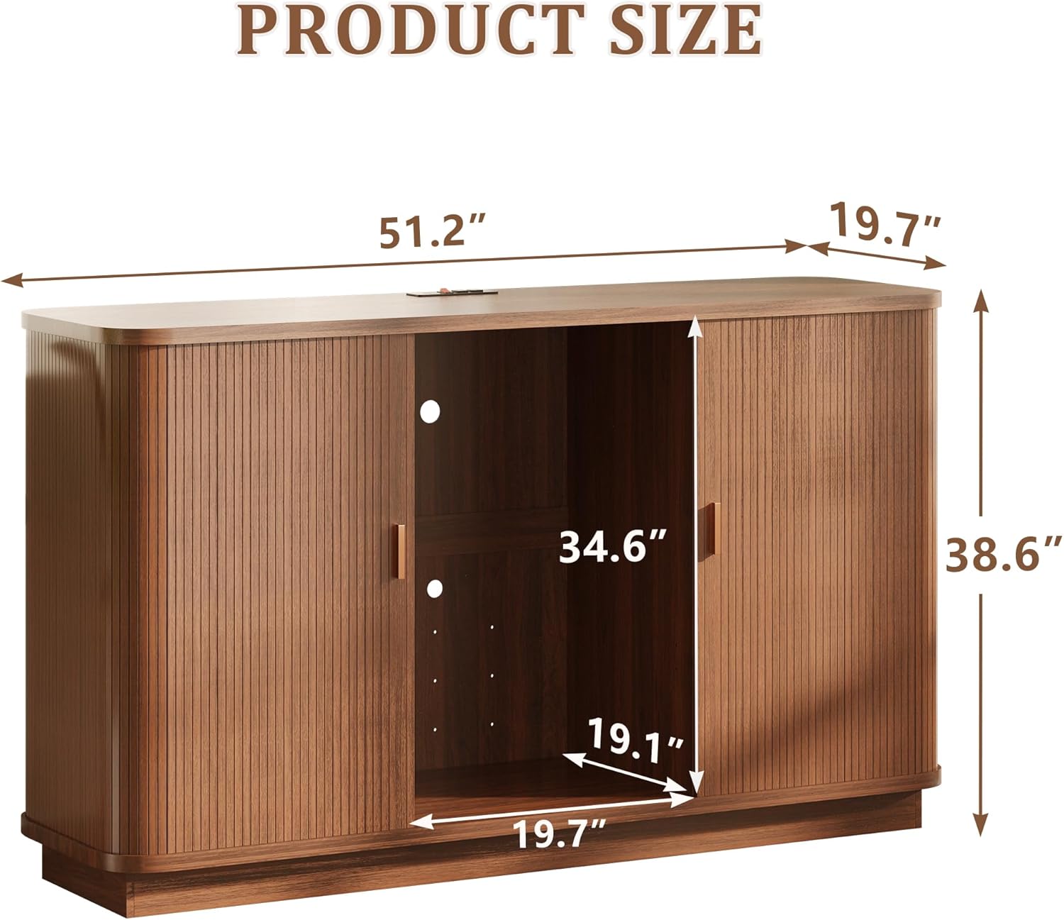 Coffee Bar Cabinet with Fridge Space, Liquor Wine Bar Cabinets with Wine Rack and Glass Holder, Mini Fridge Cabinet with Storage, Fluted Buffet Sideboard for Living Room, Home, Kitchen