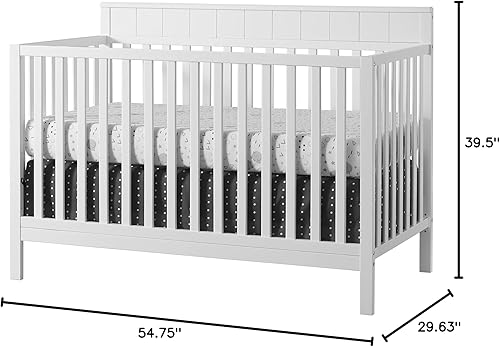 Miniatura 7 de Oxford Baby Logan - Cuna convertible 4 en 1, color blanco nieve, certificado GreenGuard Gold