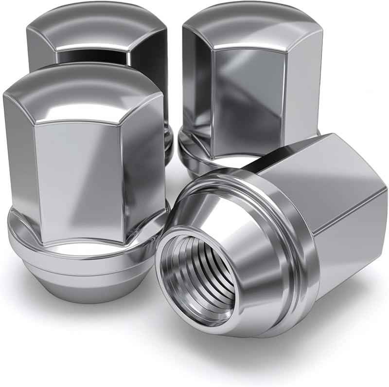 9/16"-18 Lug Nuts for Select Dodge and Ram, Factory Style Solid Piece Chrome Duplex Bulge Acorn -1710D-4 (4 Pack)