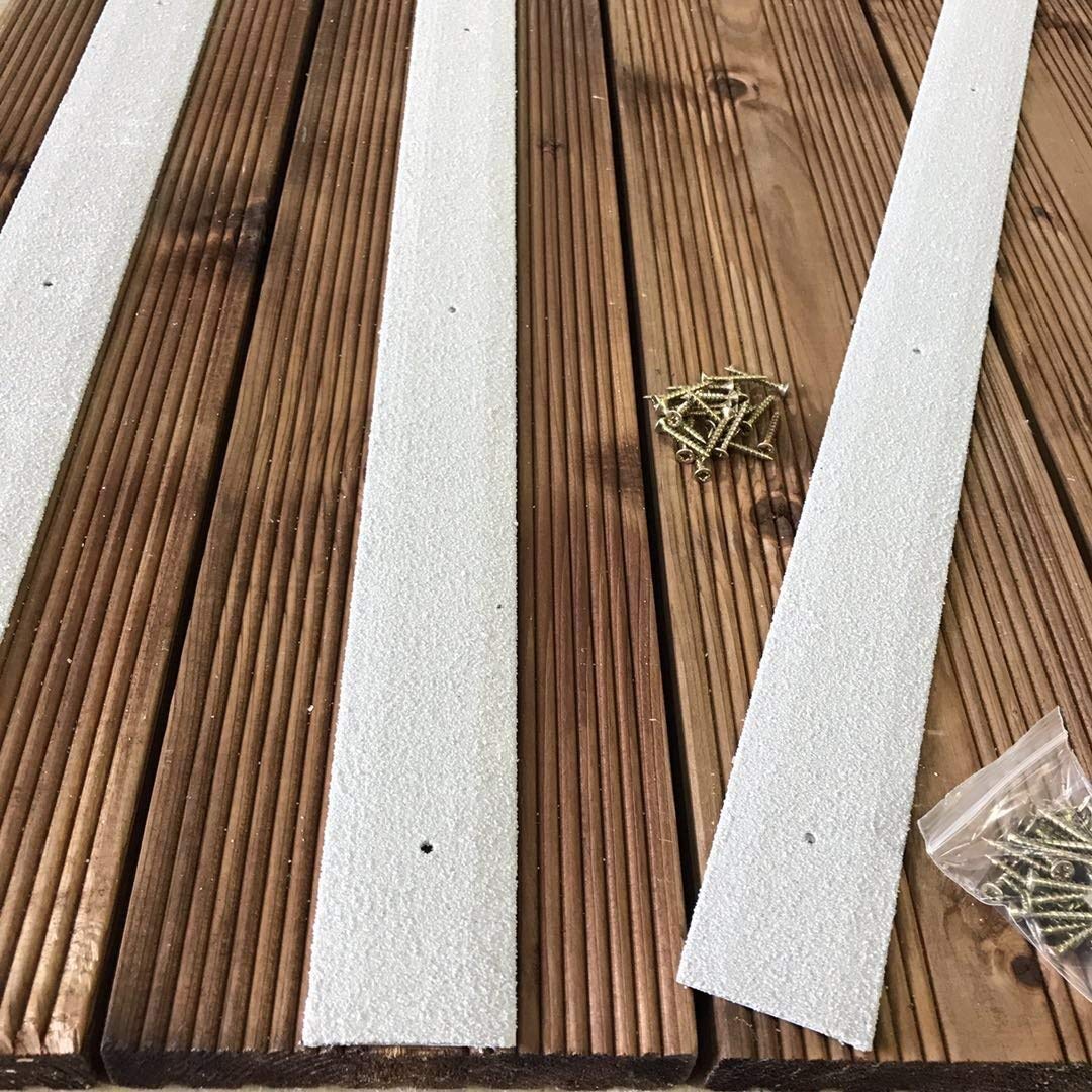 Non Slip Decking Strips - Pack of 10, 50mm x 600mm Anti Slip Floor Decking Edging Super Grip Stop Slipping GRP Composites (Grey)