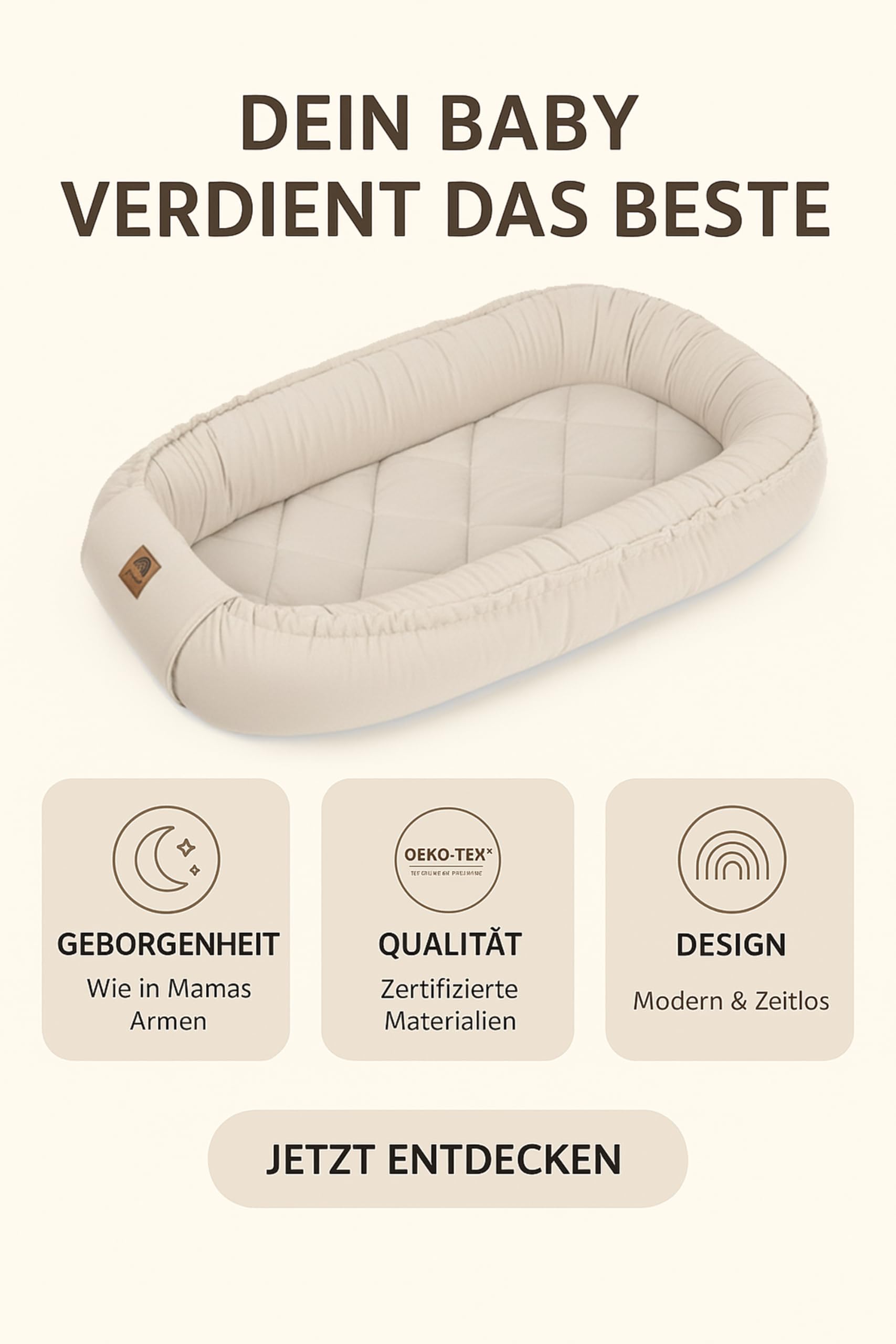 PIMKO Velluto Baby Nest – Morbido Baby Nestchen per Neonati Nido Portatile in bozzolo Fasciatoio da Viaggio per Relax e Coccole Prodotto in Europa