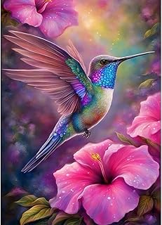 Hummingbird Diamond Art Kits for Adults, Bird Flower Diamond Painting Kits for Adults Beginners, DIY 5D Round Full Drill Gem Art Crafts Kits for Home Wall Decor 12x16 Inch
