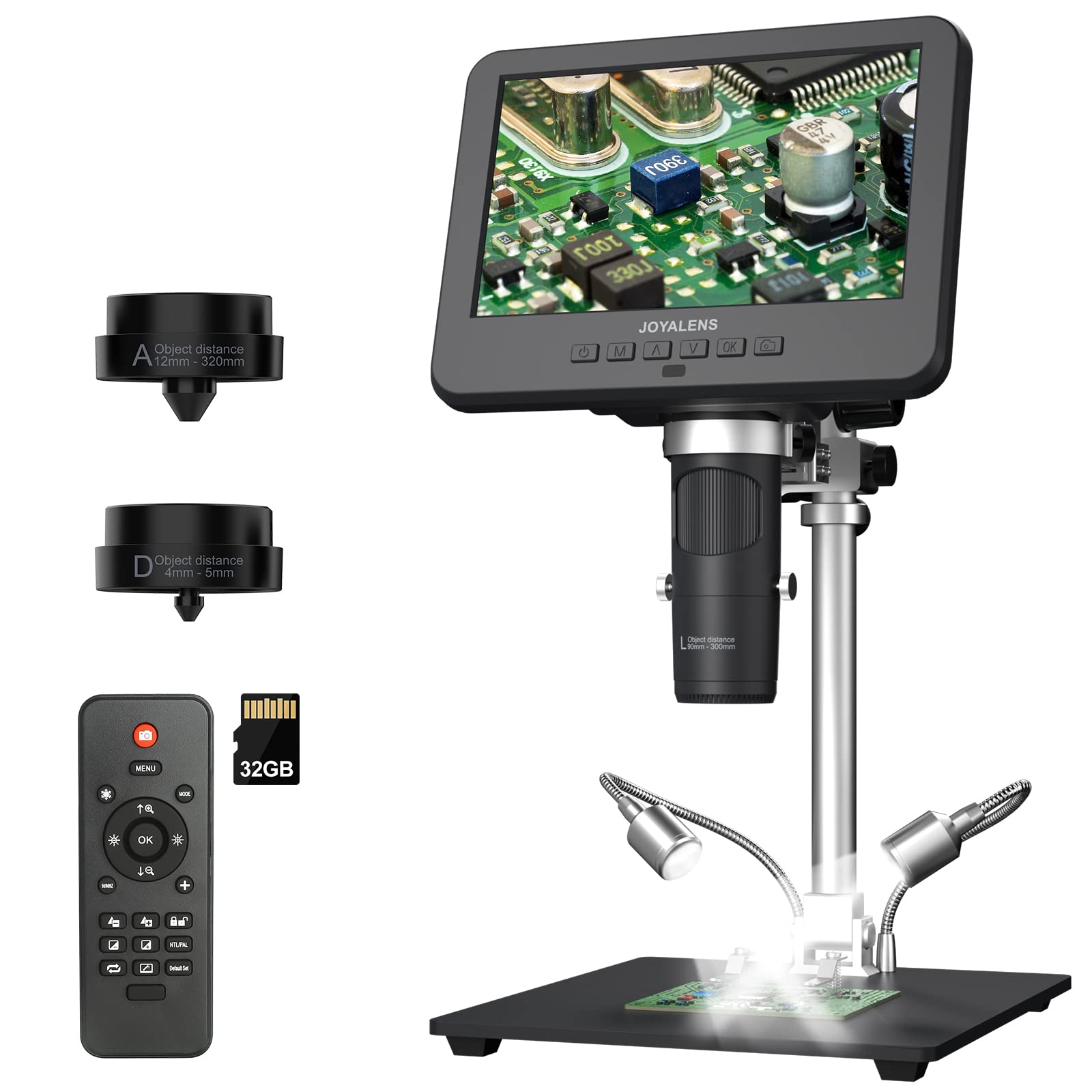 JL246MS 3 Lens 2000X HDMI Digital Microscope with 7'' LCD Screen