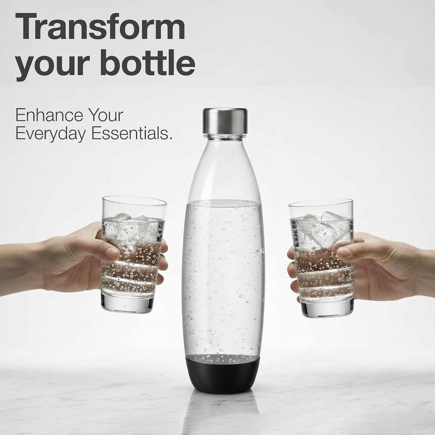 Premium Stainless Steel Lids, 2-Pack - BPA-Free, LFGB-Certified, No Plastic - ONLY Compatible with SodaStream & Aarke Plastic Bottles (Not for Glass)