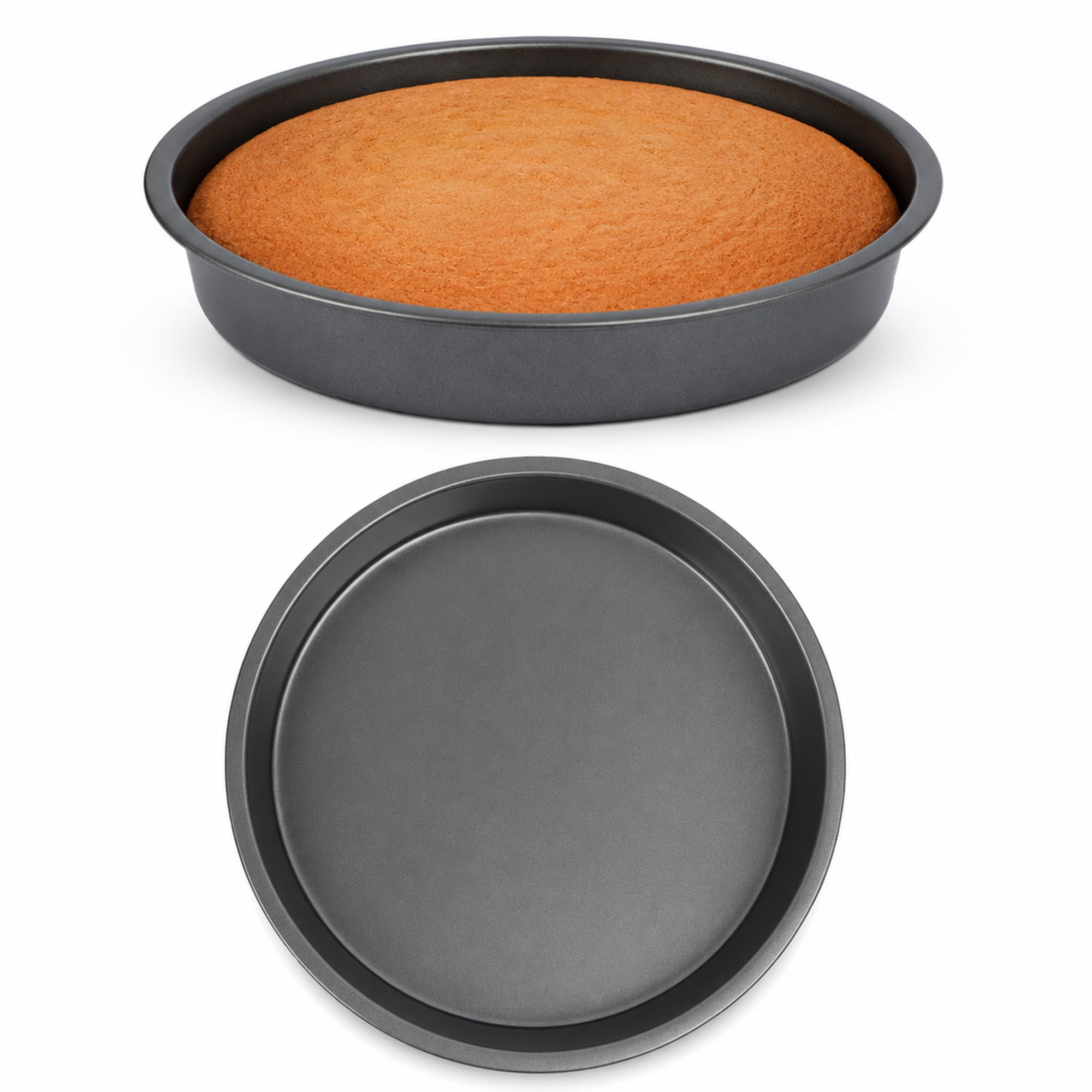 Navoys 2 Pack Round 8" Cake Tins | Round Durable Carbon Steel Coated, Non-Stick, Victoria Sandwich Pan, Baking, Roasting, Dessert Pan, Dishwasher Safe, Easy to Clean, Diameter 23cm