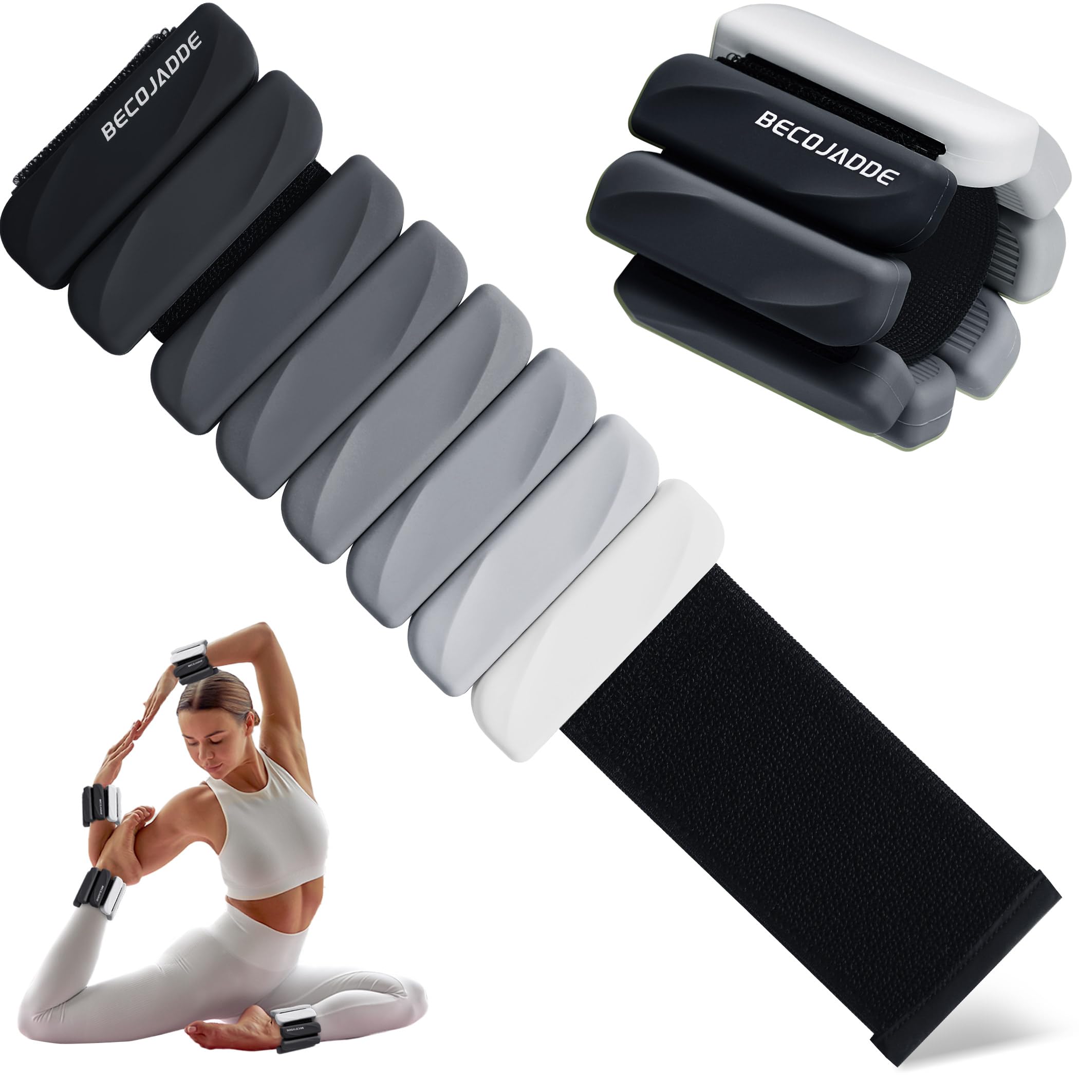 BECOJADDE Gewichtsmanschetten fuß 0.45 KG / 0.9 KG Je Gewichte für Beine und Arme Set 2 Ankle Weights Handgelenk Gewichte Knöchelgewichte Fussgewichte für Laufen Joggen Cardio Aerobic Krafttraining