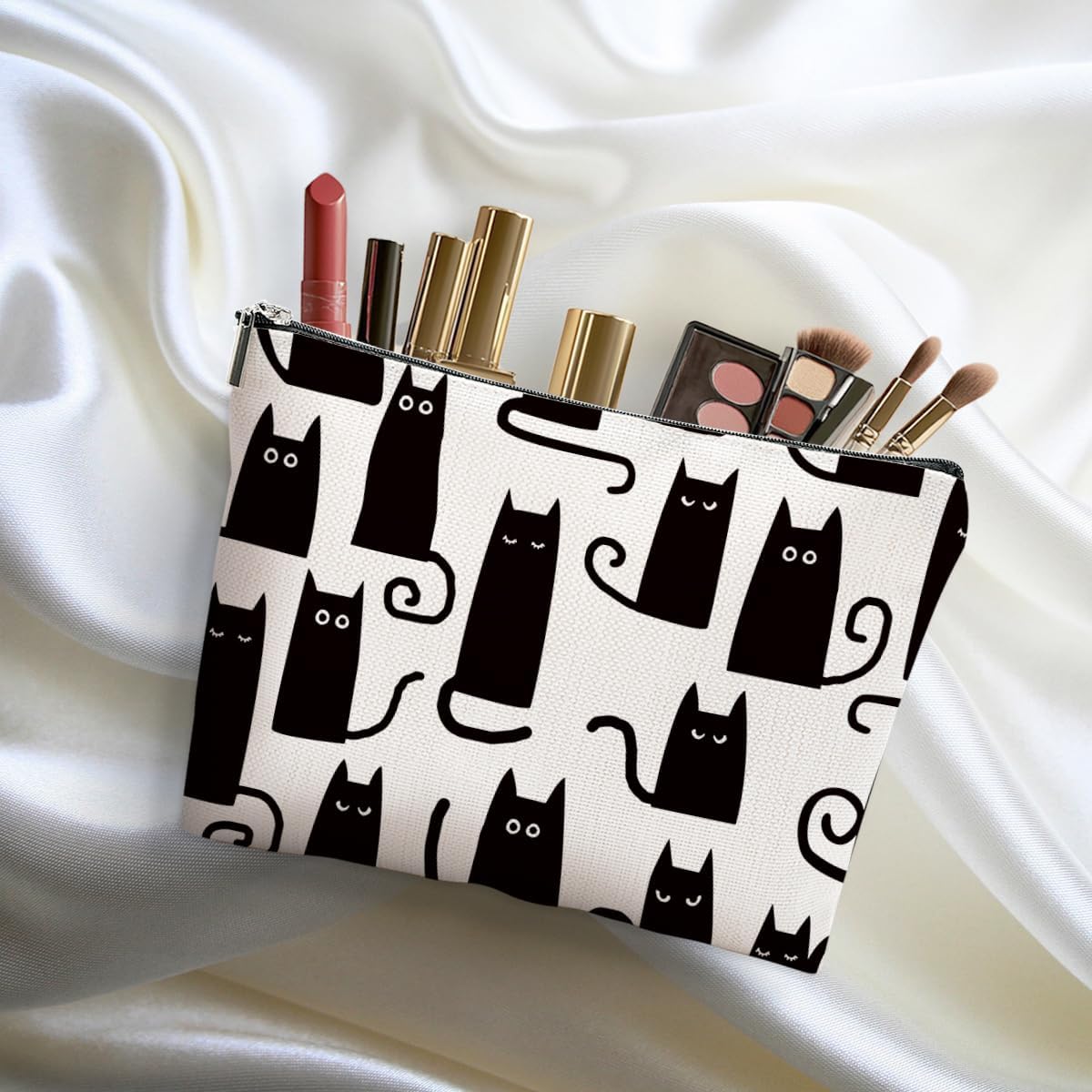 Cat Makeup Bag Cat Gifts Cosmetic Bag Cat Lover Gifts for Women Girls Friends Colleague Cat Themed Gifts Cat Stuff Travel Organizer Zipper Pouch Graduation Birthday Friendship Gifts - Image 4