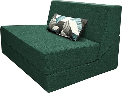 ANONER Sofá plegable de espuma viscoelástica convertible con almohada, diván para sala de estar, dormitorio y apartamento, oficina, color gris oscuro