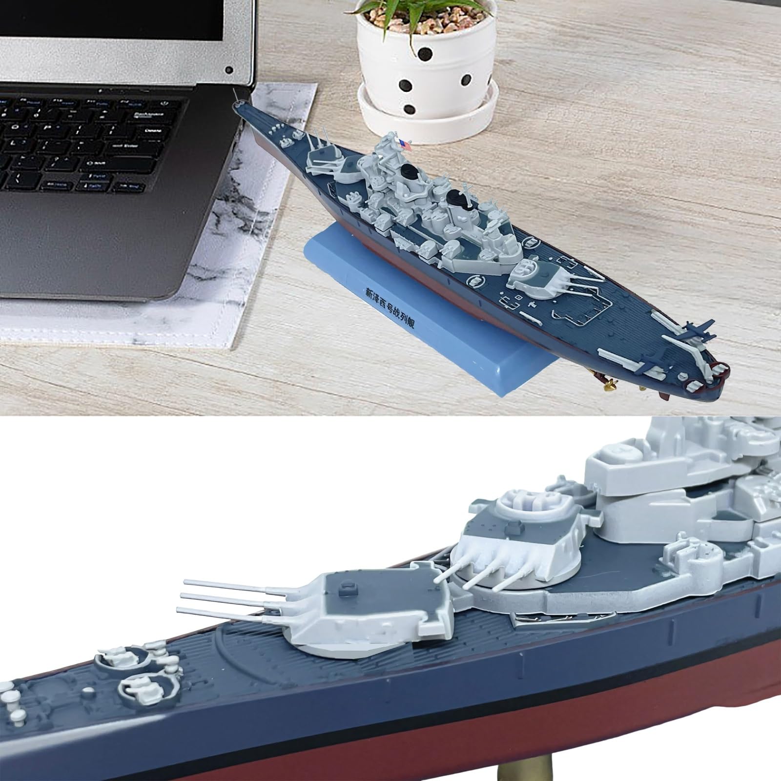 1000 Scale US New Jersey (BB-62) Iowa-class Alloy Battleship Model Kit Pre-Assembled Navy Warship Museum Perfect for Home Office Display Ideal Adult Collectors and Military History Buffs(A)