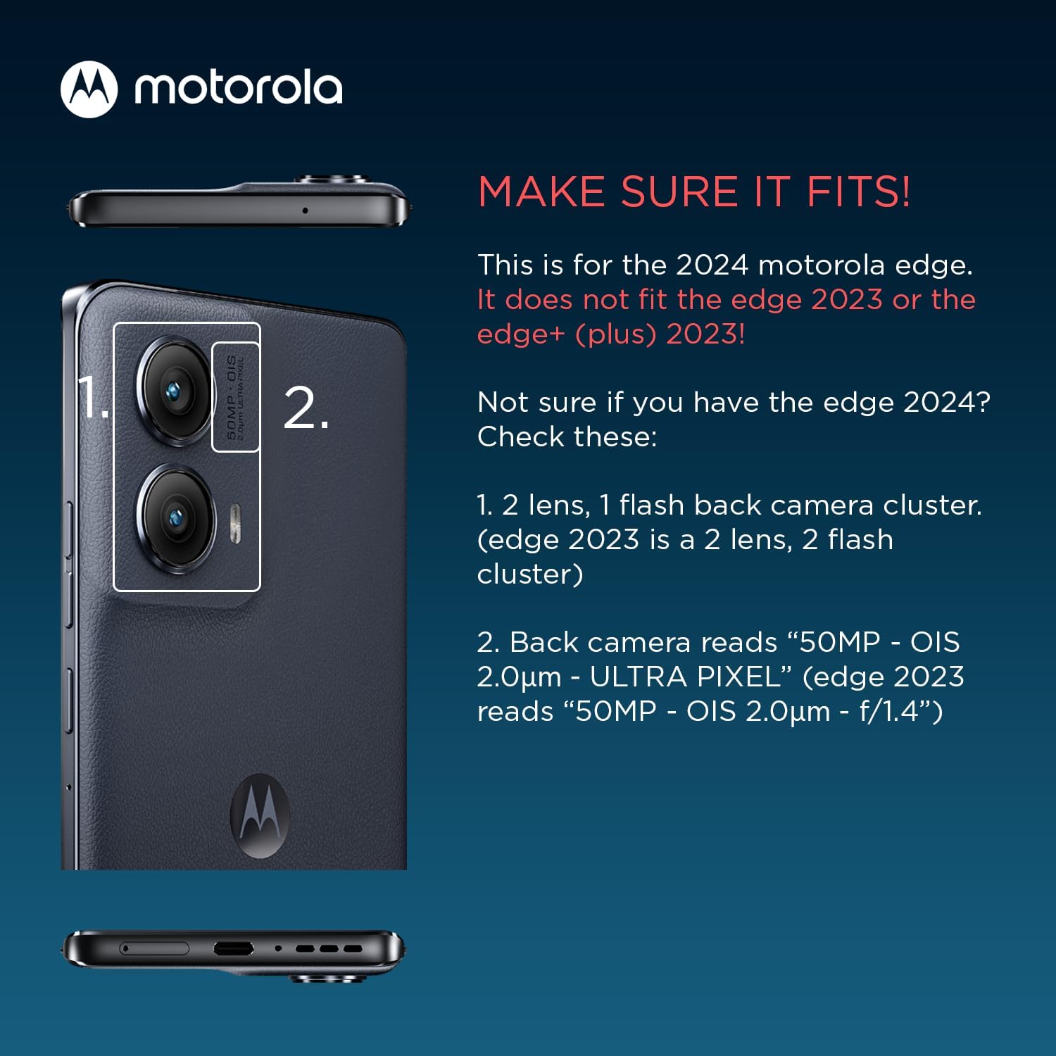 Motorola Edge 2024 Power and Protection Bundle - Clear Protective Case + TurboPower 68W Charger
