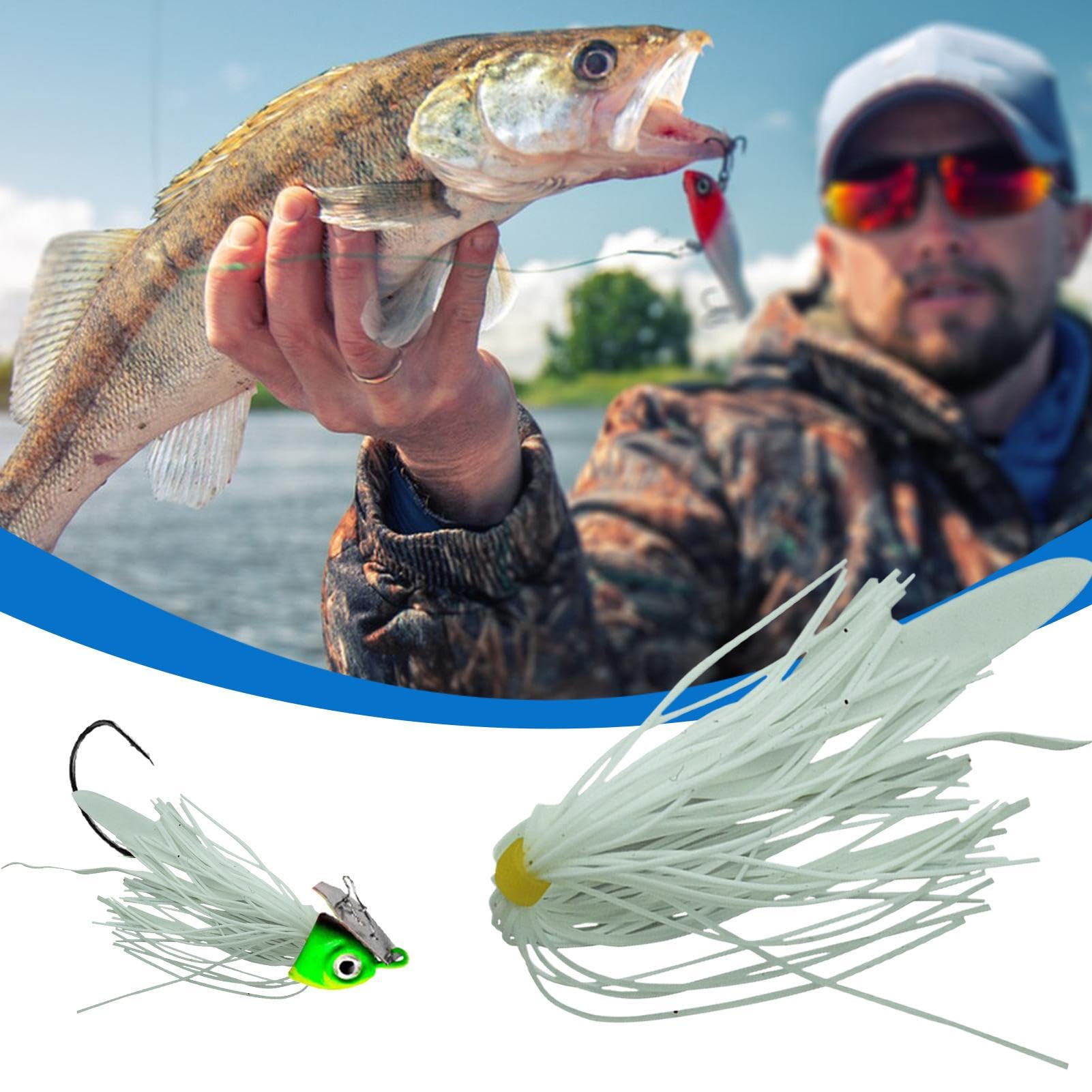 Lot De 8 Leurres Pêche Football Jig 7 Cm/10 G, Sans Herbe, Jupe Caoutchouc, Bar Truite