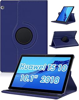 Huawei MediaPad T5 Case, Huawei T5 10.1" Rotating Case,DETUOSI Multi-Angle Viewing 360 Degree Rotating Stand Smart Cover Case for Huawei Mediapad T5 10.1 inch Tablet 2018 Release (Deep Blue)