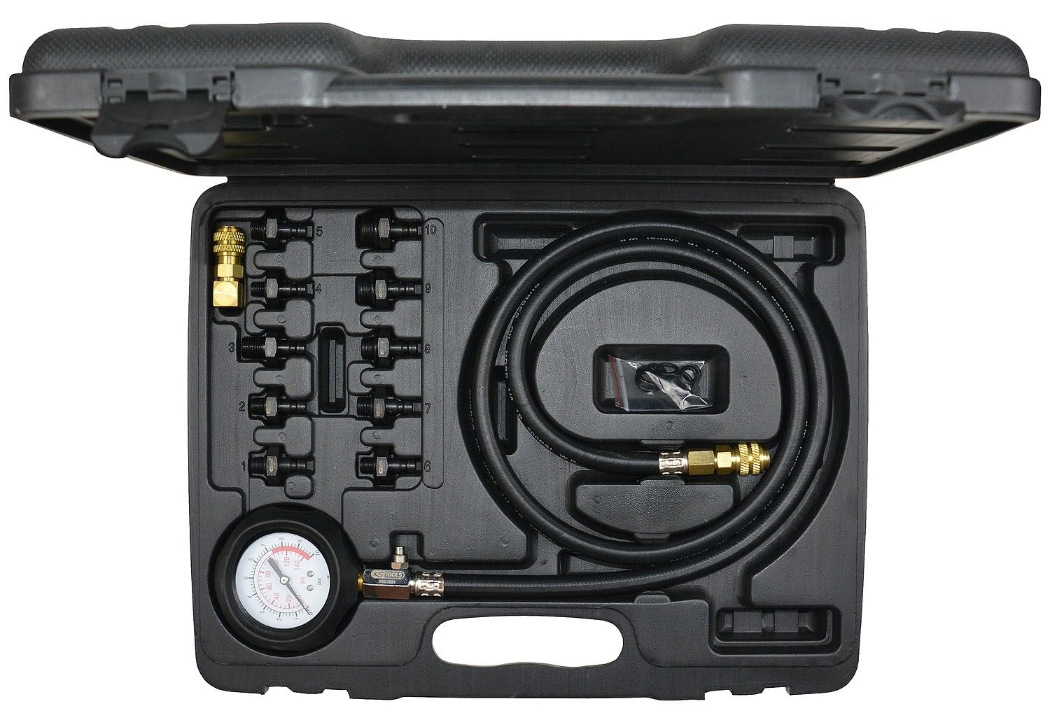 KS Tools 150.1920 Öldruck-Prüfgerät, 12-tlg., 0-10bar, 4042146413821