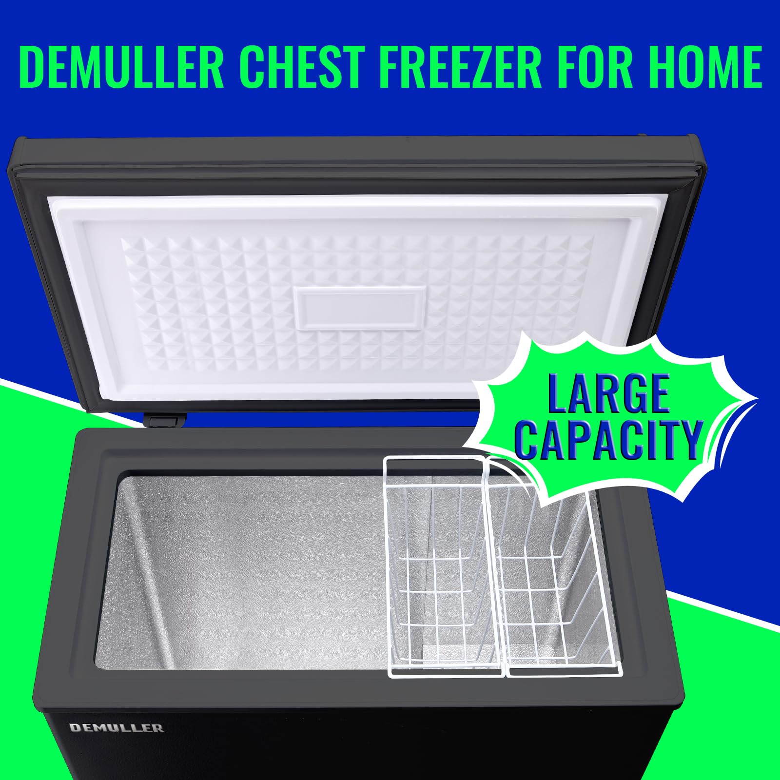 Demuller Chest Freezer With Electronic Panel, Accurate Temperature Display To 1 ℉ And Easy To Use 5.0 Cu.Ft Deep Freezing With 2 Removable Baskets White on Fridge.com - View 2