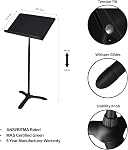 OEF Furnishings Support de feuille de musique en métal réglable en hauteur, noir