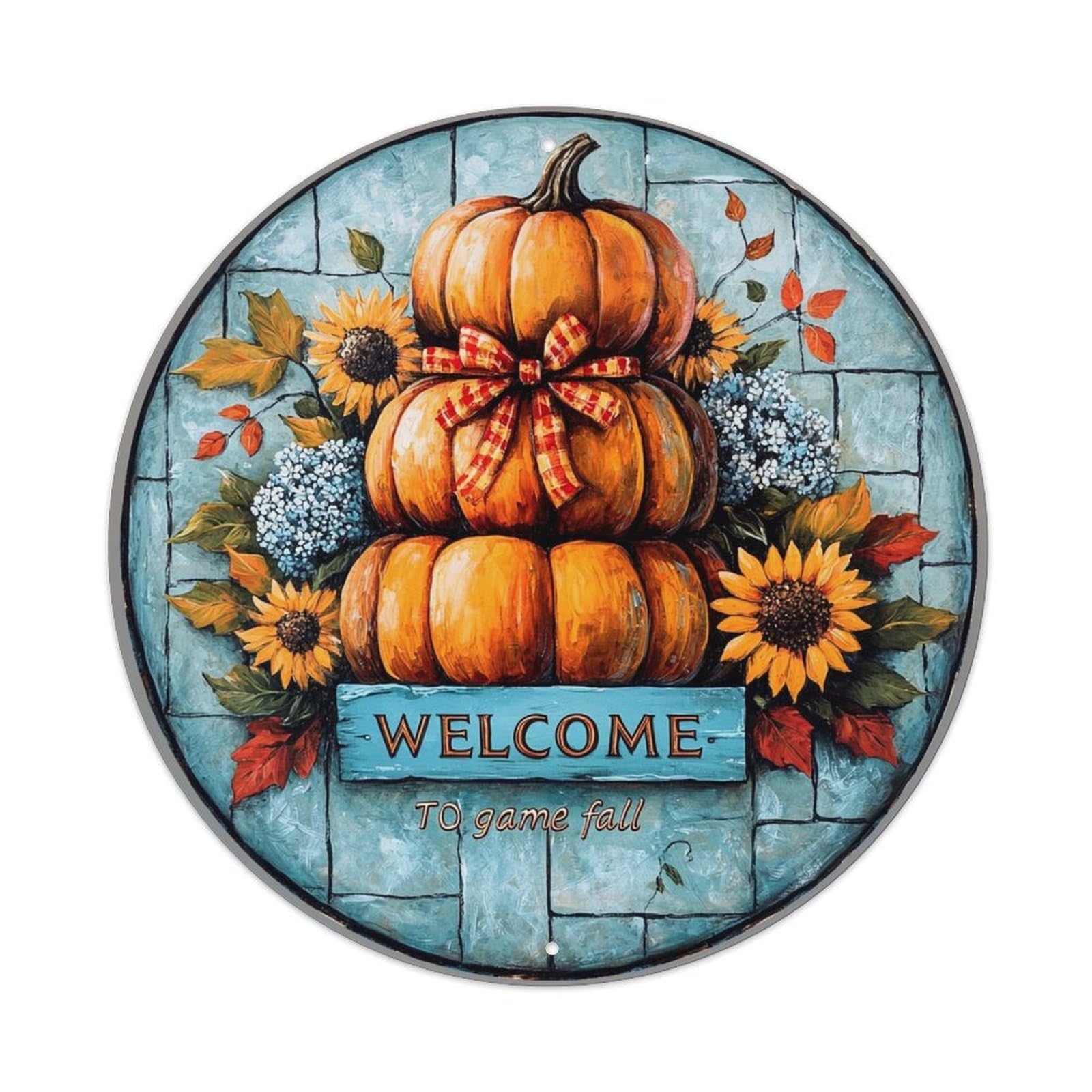 Welcome To Game Fall Pumpkins Tin Sign Metal Poster Vintage Metal Signs for Home Man Cave Bar Cafe Kitchen laundry room Wall Decorations 8x8 inches