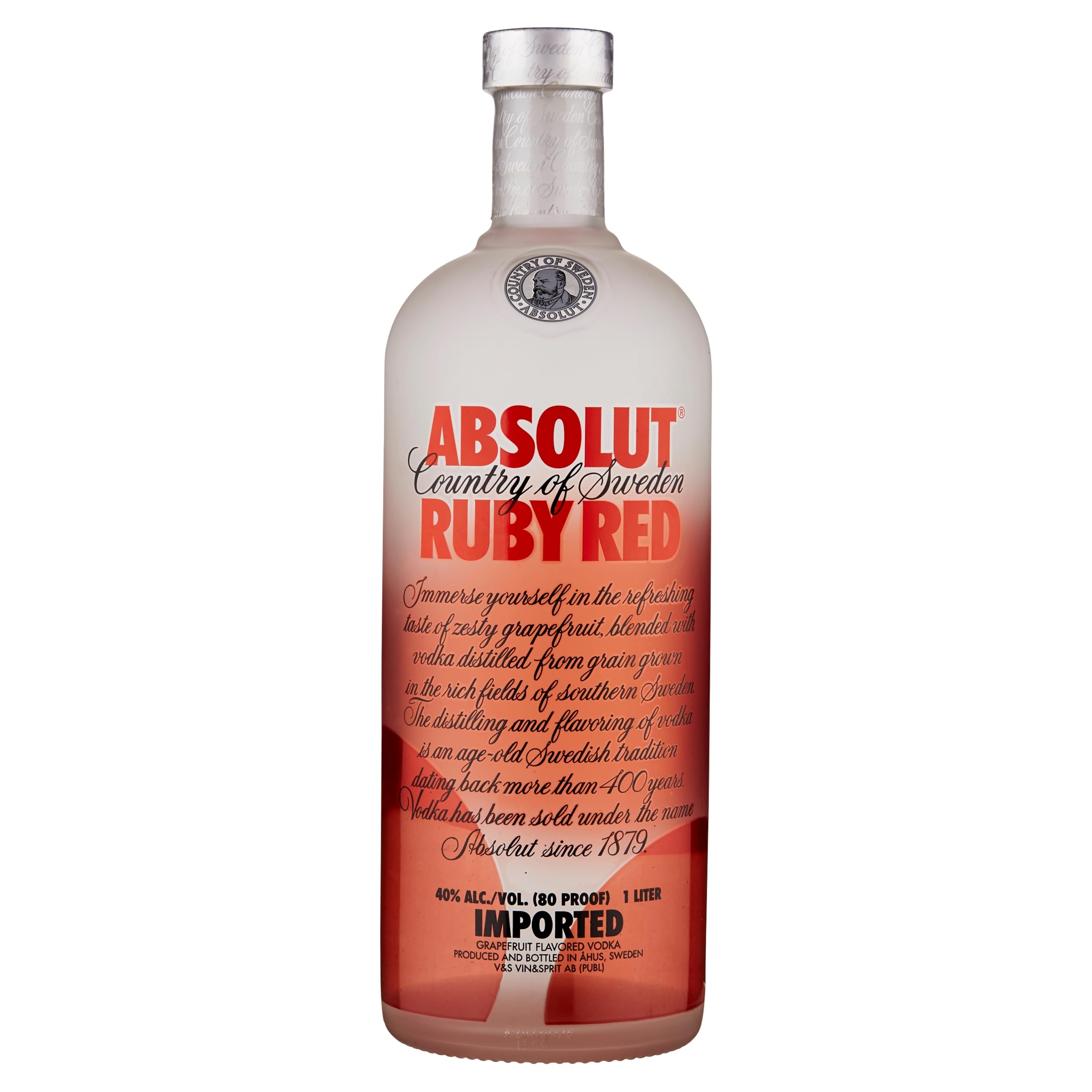 Absolut Ruby Red – Absolut Vodka mit Grapefruit Aroma – Absolute Reinheit und einzigartiger Geschmack in ikonischer Apothekerflasche – 1 x 1 L