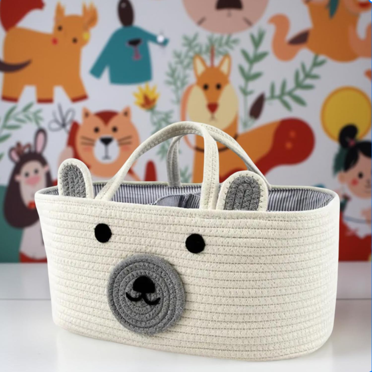 Organizador de pañales para bebé, cesta de regalo bebé, canastilla, cestas bebé, canastilla bebé recién nacido, regalo bebé, pañales bebé recién nacido, cesta regalo (BLANCO)