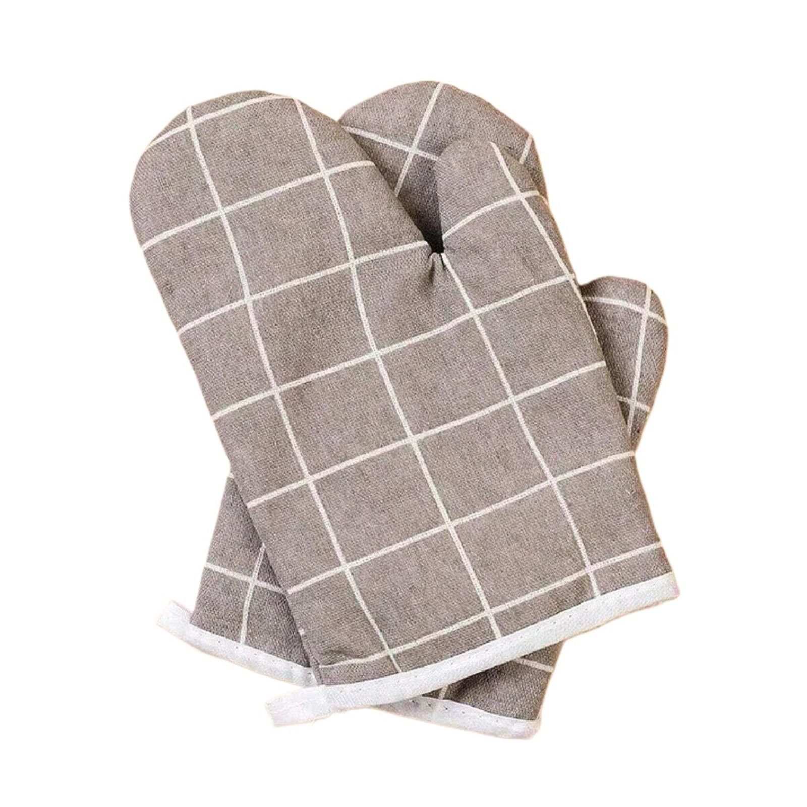 2pcs Kitchen Baking Gloves Microwave Oven High Temperature Resistant And Insulated Heat For Kitchen(Beige)