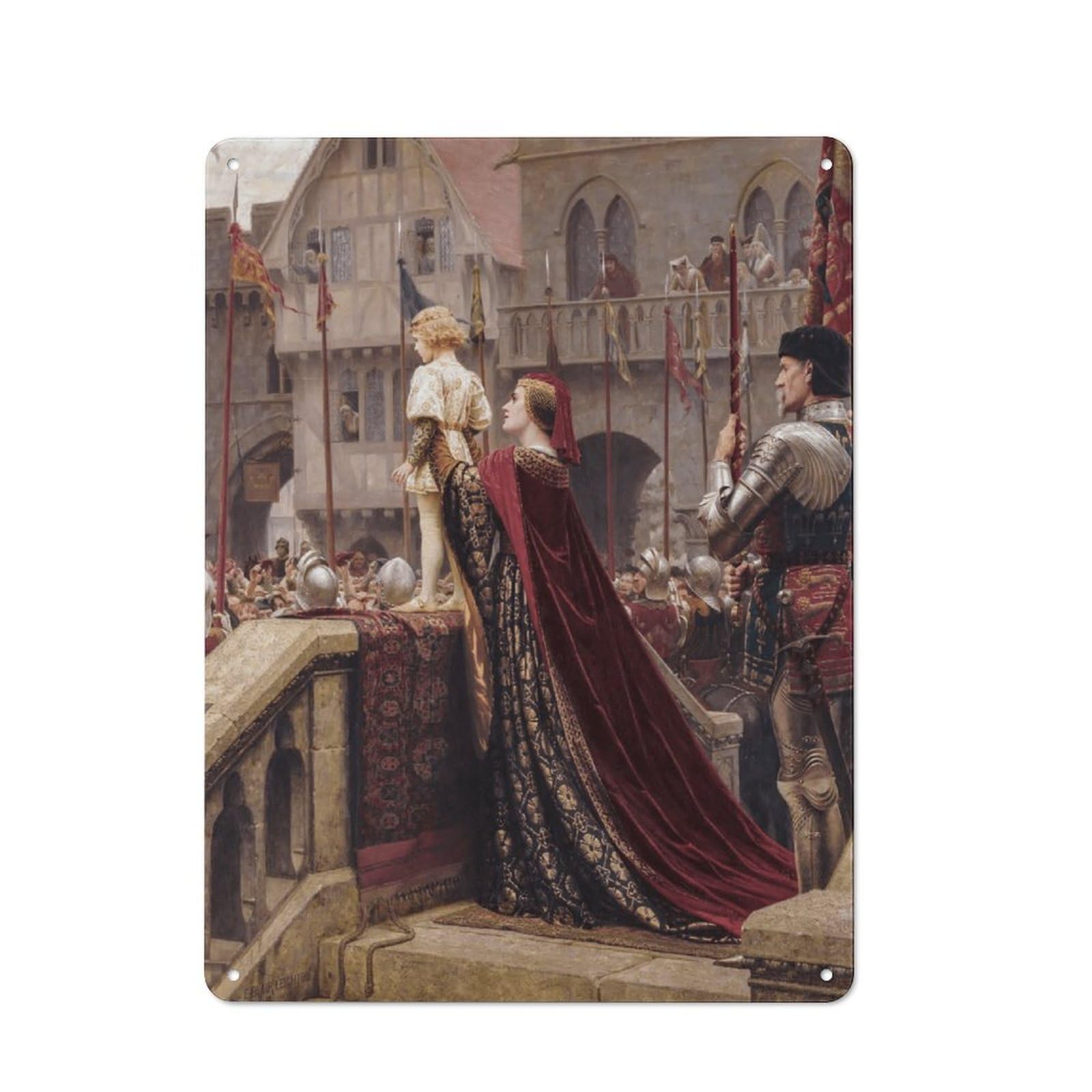 Junmoney Style-15 Medieval Castle Scene Vintage Tin Sign 40X30cm, Rustic Bistro Wall Plaque For Kitchen, Cafe, Pantry Or Dining Room