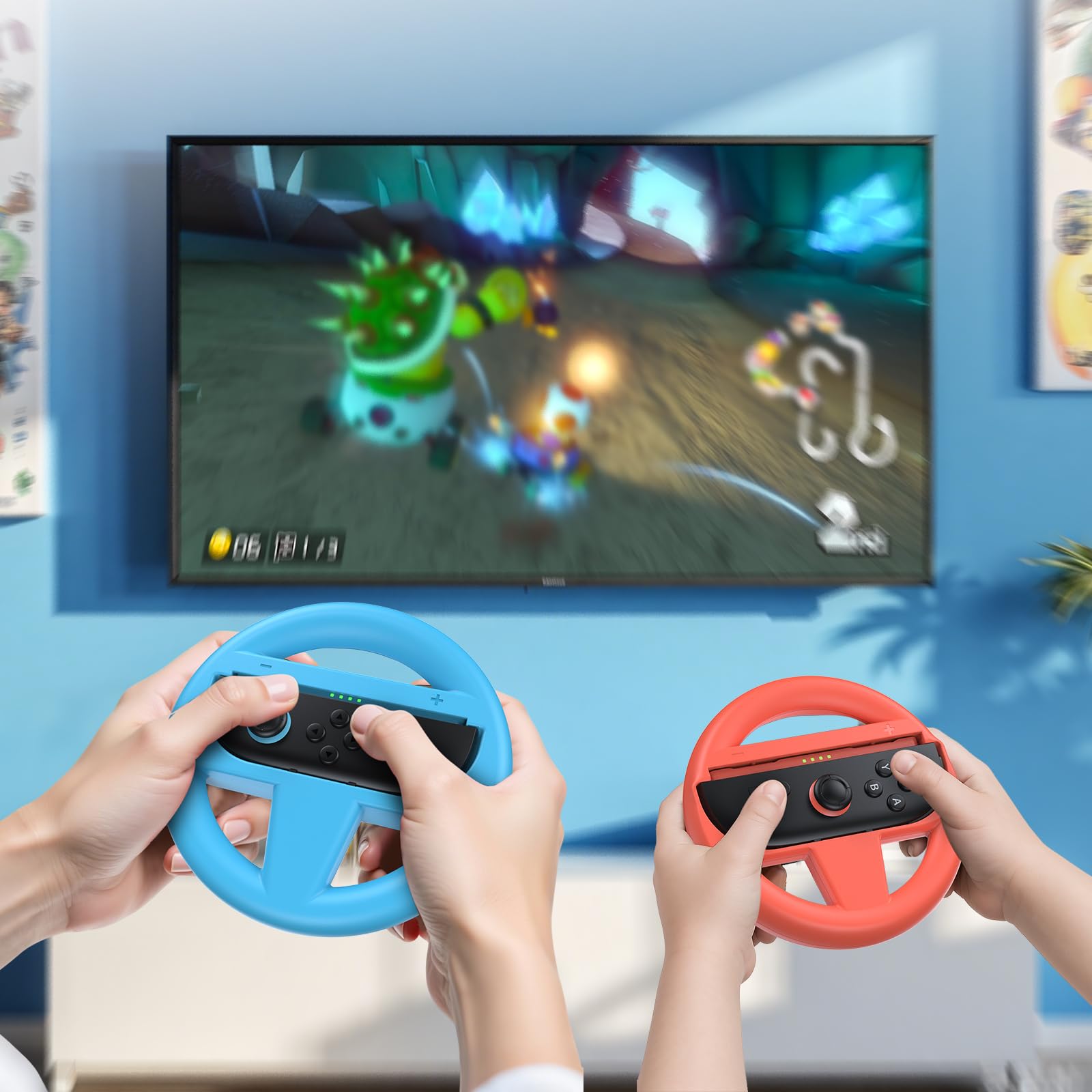 Kinwin 4 Pack Lenkräder für Nintendo Switch 2 (2025) Joypad, Racing Wheel Controller für Mario Kart World & 8 Deluxe, Ergonomisches Design für Joycon 2 Zubehör