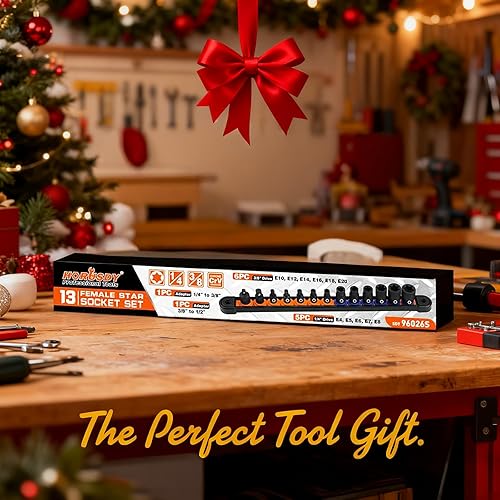 Miniatura 2 de HORUSDY E-Torx Socket Set 13-Piece External Socket Set | 11-Piece Female E-Torx Sockets (E4-E20) Star Socket Set | 2-Piece Impact Socket Adapter Set