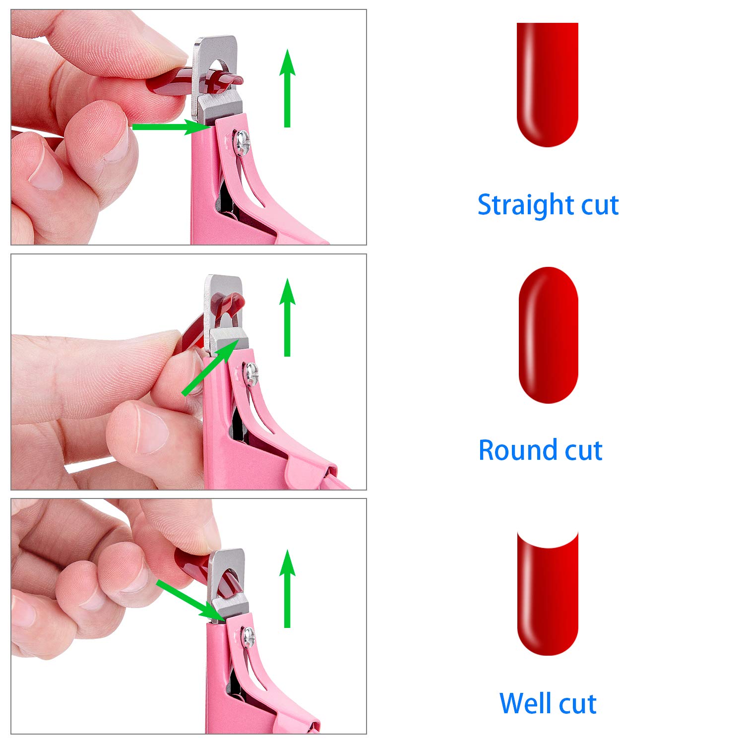 2 Pack Tip Cutter, Stainless Steel Acrylic Fake False Nail Tip Clipper Cutter Trimmer and Nail Files and Buffer Nail Clipper for Beauty Use Manicure Tools,(Pink)