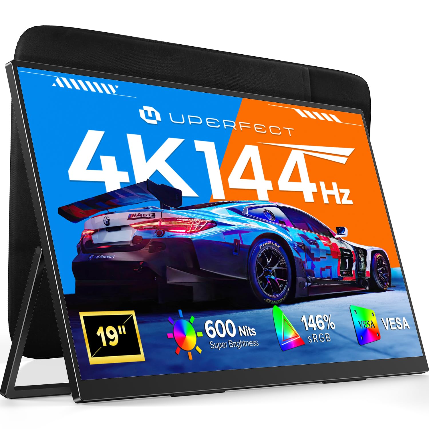 UPERFECT UColor 19 Apex Portable Monitor 4K 144Hz QLED, 19" UHD 3840×2160, 500nits, 2000:1, 100% DCI-P3, 0.1ms, Built-in Stand and VESA Mount, Travel Gaming Monitor for Laptop, PC & Gaming-image-23