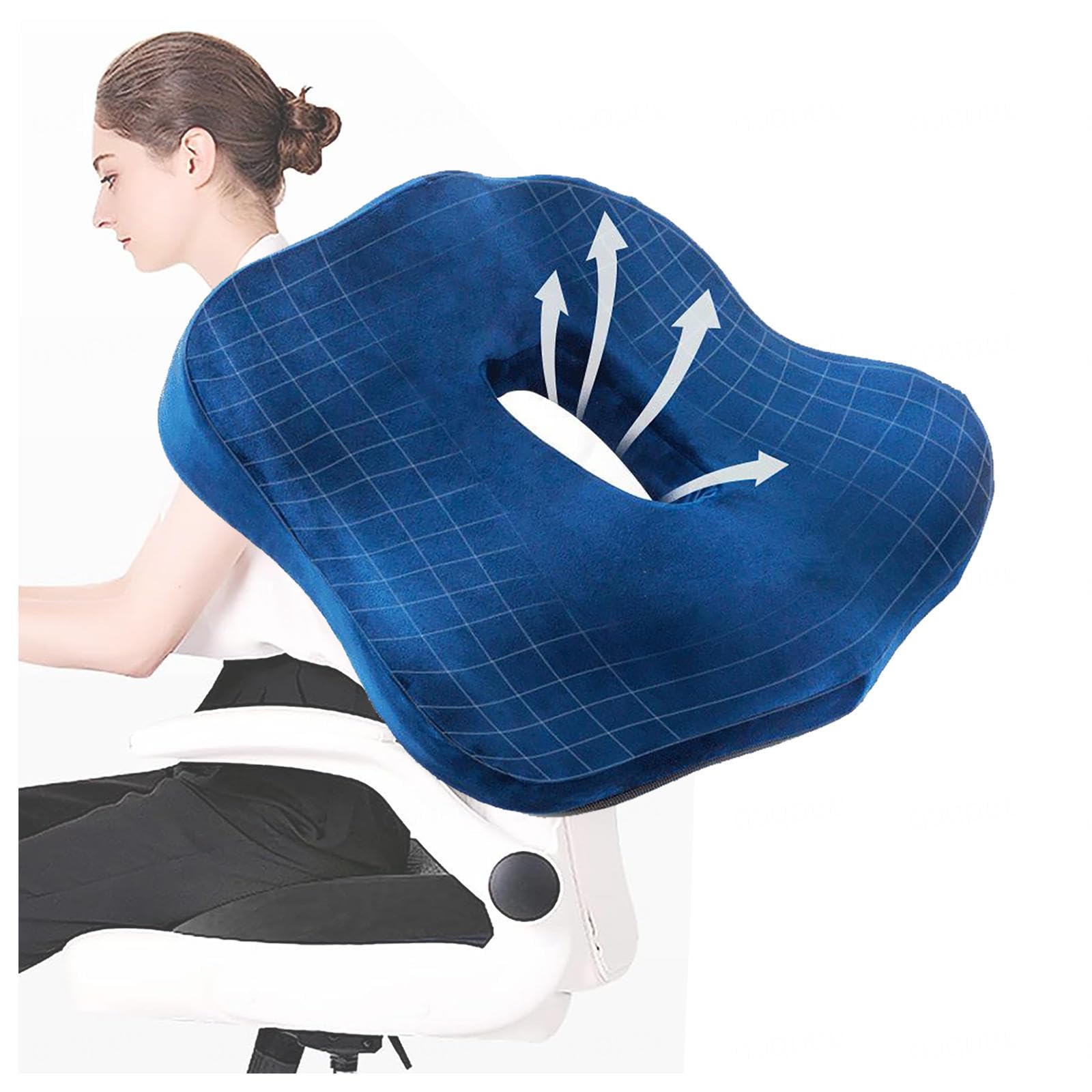 Cuscino per Seduta antidecubito Lavabile, ergonomico, Ortopedico, per Sciatica, per Anca, coccige, Sciatica, A-Blu
