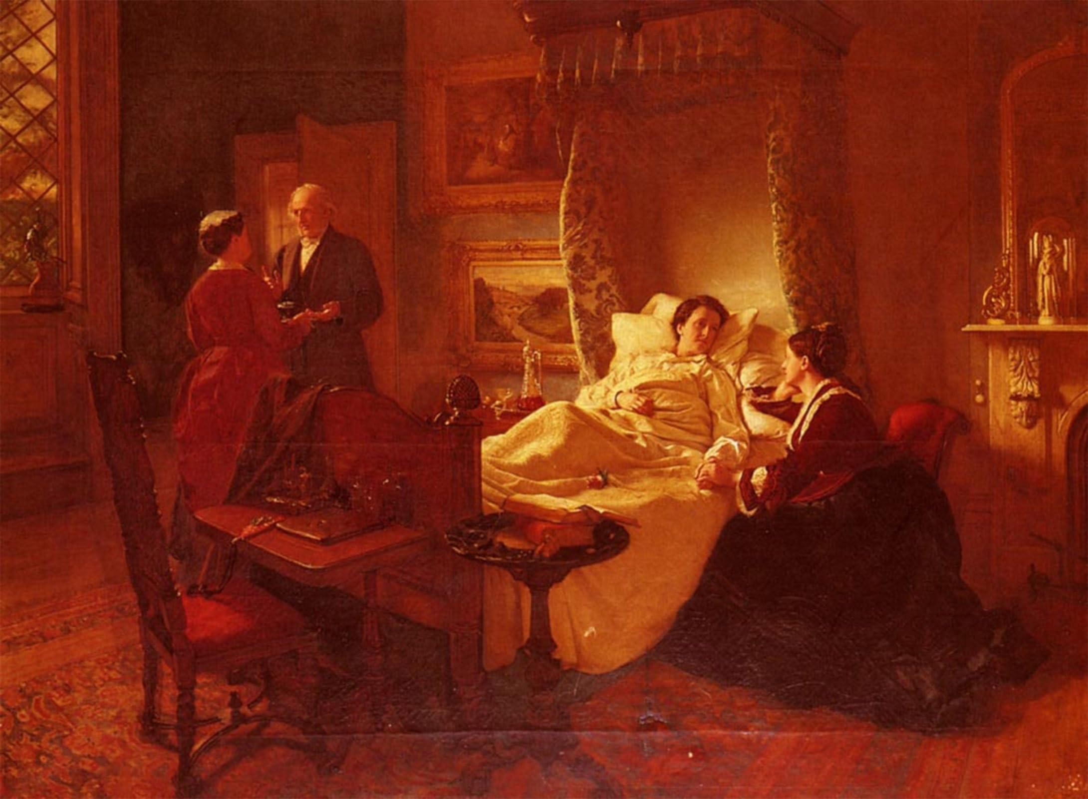 ARTXLXXBN Famous Painting Canvas Artwork Graffiti Print the Convalescent by John Faed Portrait Canvas Image for Home Decor 60x90cm