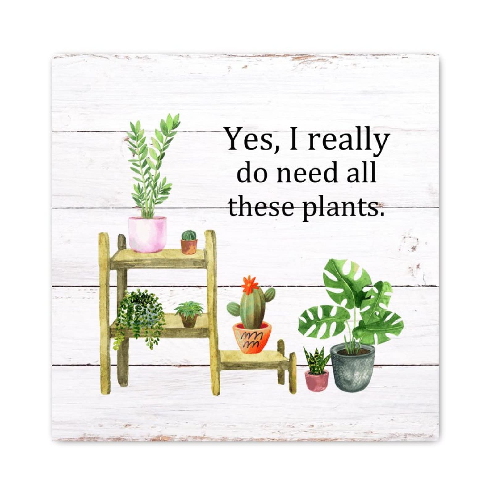 Panneau en Bois All These Plants Décoration Murale 30x30 cm